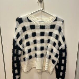 SOLD! Cotton Emporium Black and White plaid Sweater